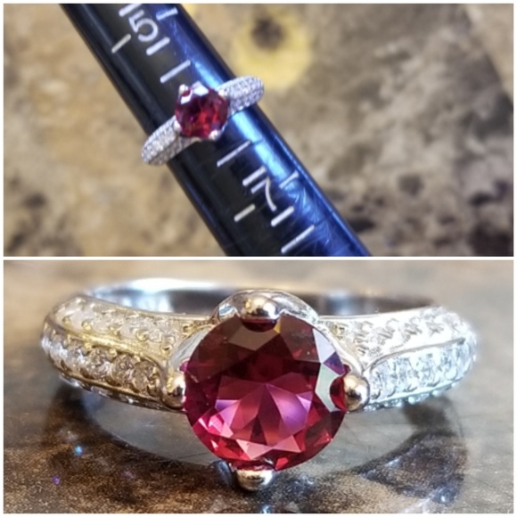 Genuine 2cttw Ruby and White Sapphire Ring 6 - Picture 6 of 6